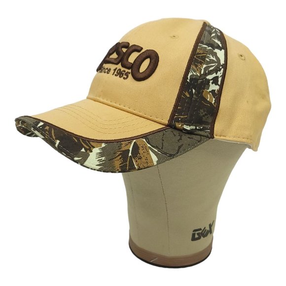 NESCO Logo Camo Stripe Khaki Strapback Trucker Baseball Hat Atlanta Cap - Picture 2 of 12